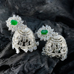 Dewi Indian Jewelry Green Studs with Elegant Design