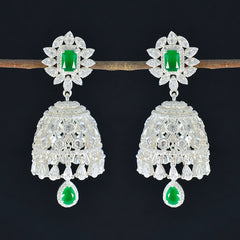 Dewi Indian Jewelry Green Studs with Elegant Design
