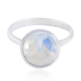 Isabel Romantic White Solitaire Ring Rainbow Moonstone White