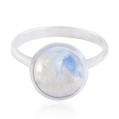 Isabel Romantic White Solitaire Ring Rainbow Moonstone White