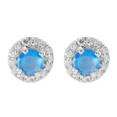 Joaquina Blue Stud Earrings for Everyday Glam Blue Chalcedony Blue Stud