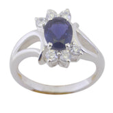 Lakshmi Blue Halo Ring with Sparkling Gemstones Iolite Blue