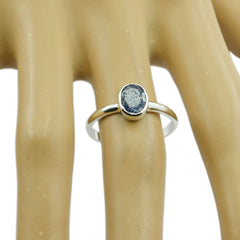 Lakshmi Blue Solitaire Ring in Sterling Silver