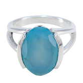 Lakshmi Glamorous Blue Solitaire Ring Blue Chalcedony Blue