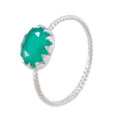 Lakshmi Green Solitaire Ring with Elegant Silver Band