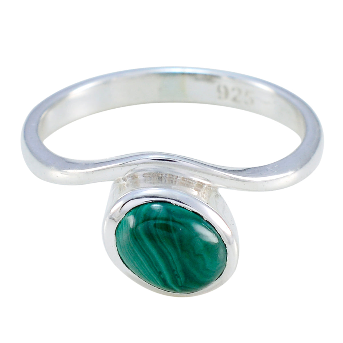 Lakshmi Abstract Green Solitaire Ring Malachite Green