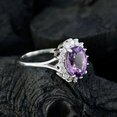 Lakshmi Purple Gemstone Ring with Halo Diamond Accent