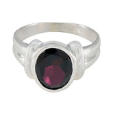 Lakshmi Solitaire Ring with Elegant Silver Setting Garnet Red