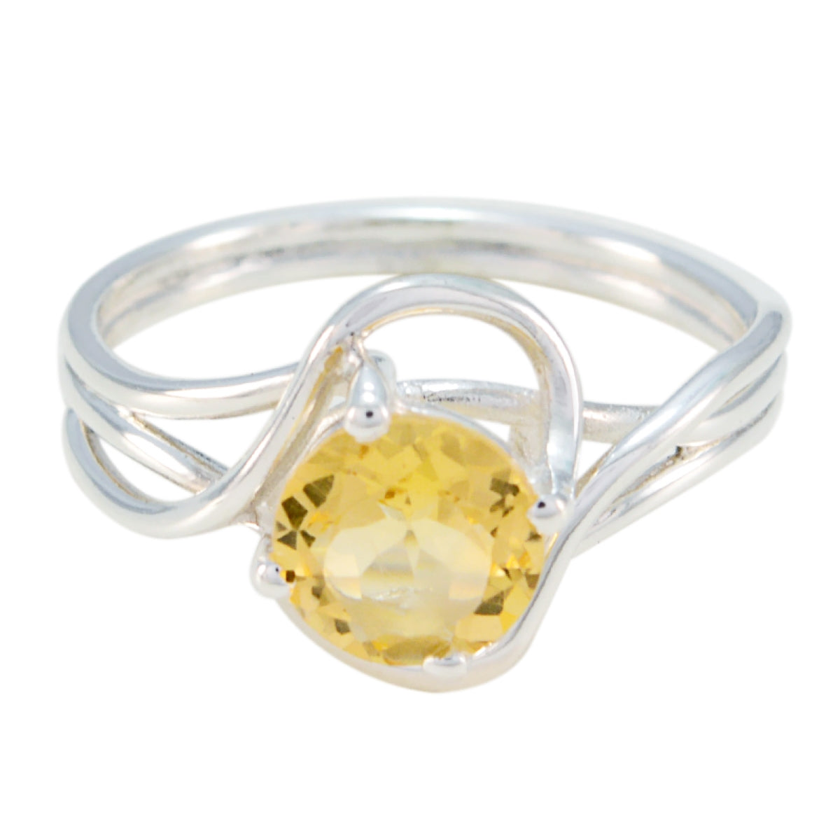 Lakshmi Feminine Yellow Solitaire Ring Citrine Yellow