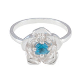 Lea Floral Blue Solitaire Ring Sterling Silver Blue Topaz Blue