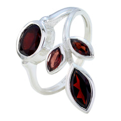 Agustina Leafy Red Gemstone Ring in Sterling Silver
