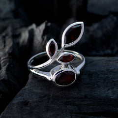 Agustina Leafy Red Gemstone Ring in Sterling Silver