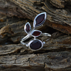 Agustina Leafy Red Gemstone Ring in Sterling Silver