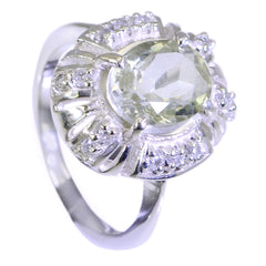 Saanvi Light Green Gemstone Halo Ring with Silver Band