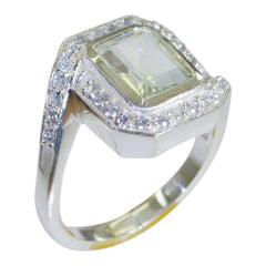 Araya Light Green Gemstone Halo Ring with Silver Band