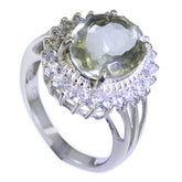 Amelia Light Green Gemstone Halo Ring in Silver Green Amethyst Green