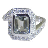 Araya Light Green Gemstone Halo Ring with Silver Band Green Amethyst Green