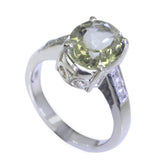 Saanvi Light Green Gemstone Halo Ring with Silver Band Green Amethyst Green