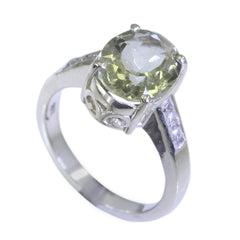 Saanvi Light Green Gemstone Halo Ring with Silver Band Green Amethyst Green