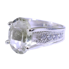 Julieta Light Green Gemstone Halo Ring in Sterling Silver
