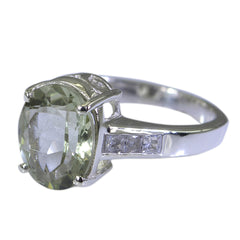 Saanvi Light Green Gemstone Halo Ring with Silver Band