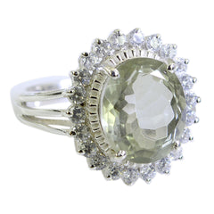 Amelia Light Green Gemstone Halo Ring in Silver