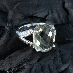 Skylar Light Green Gemstone Ring with Silver Band