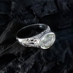 Violet Light Green Gemstone Ring with Elegant Silver Band