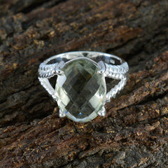 Skylar Light Green Gemstone Ring with Silver Band