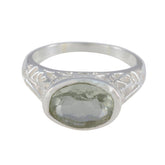 Violet Light Green Gemstone Ring with Elegant Silver Band Green Amethyst Green