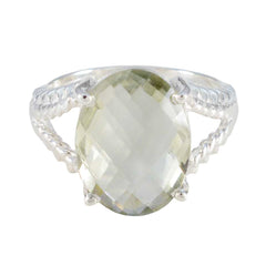 Skylar Light Green Gemstone Ring with Silver Band Green Amethyst Green