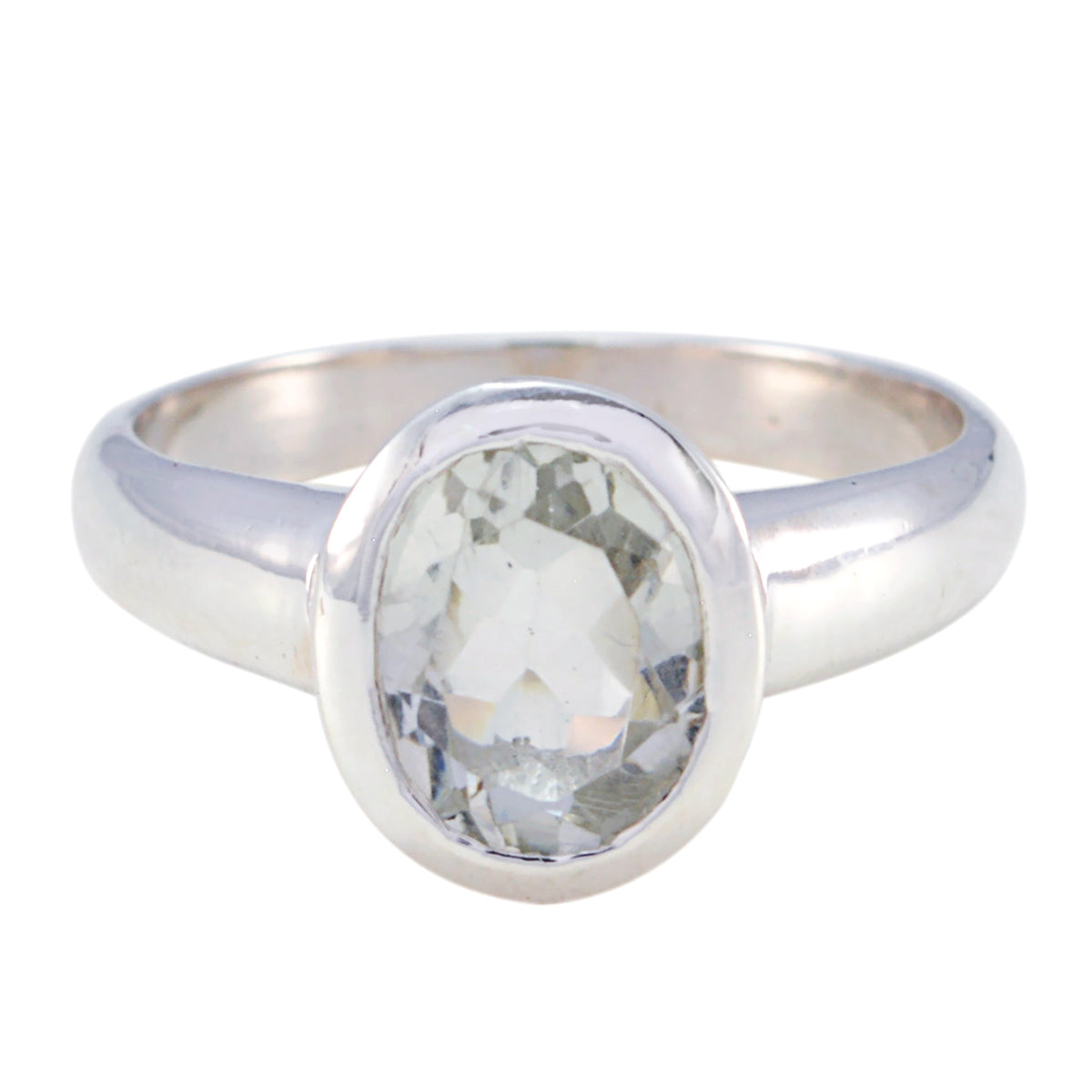 Genesis Light Green Gemstone Ring in Sterling Silver Green Amethyst Green