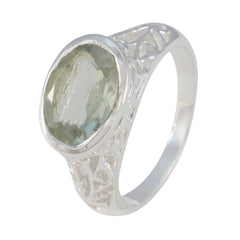 Violet Light Green Gemstone Ring with Elegant Silver Band