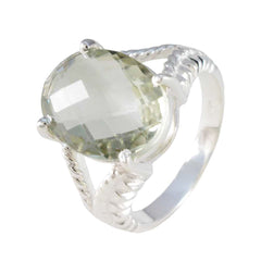 Skylar Light Green Gemstone Ring with Silver Band
