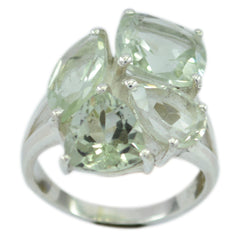Luisa light green gemstone ring featuring multiple light green stones set in silver band