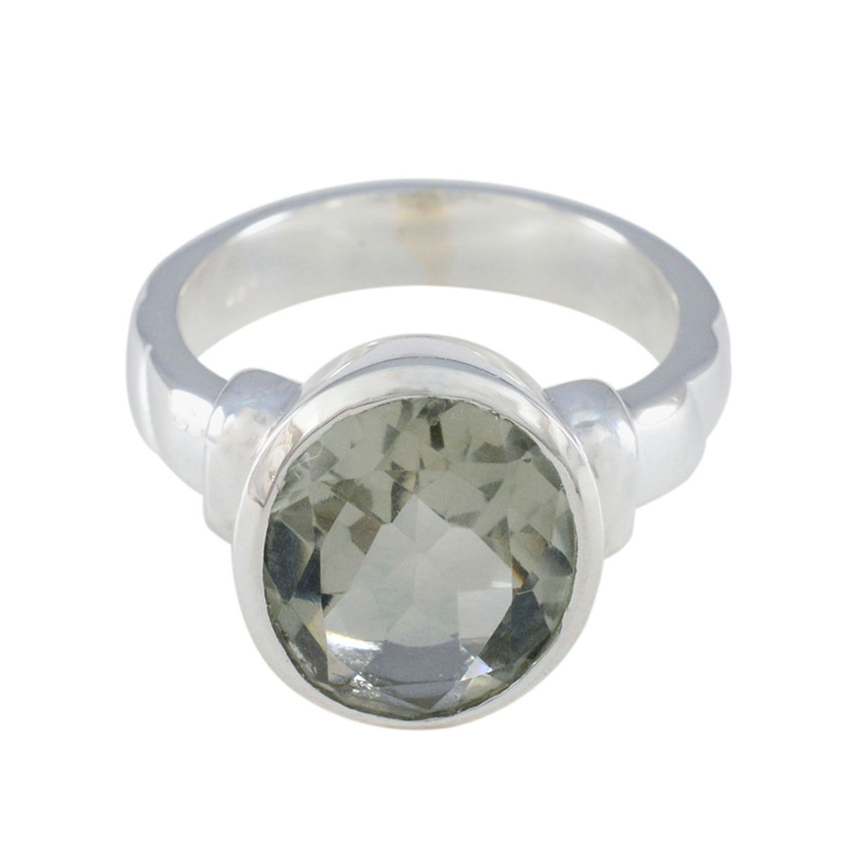 Daniela Light Green Gemstone Solitaire Ring in Silver Green Amethyst Green