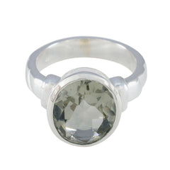 Daniela Light Green Gemstone Solitaire Ring in Silver Green Amethyst Green