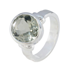 Daniela Light Green Gemstone Solitaire Ring in Silver