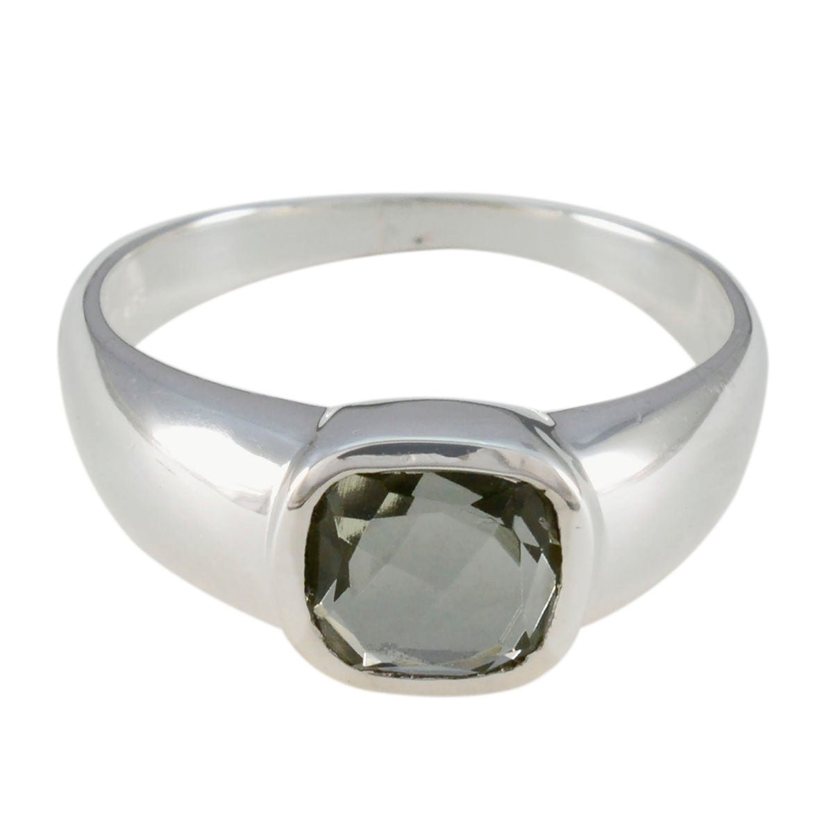 Pilar Light Green Gemstone Solitaire Ring in Silver Green Amethyst Green