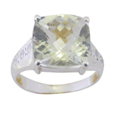 Maria Light Green Halo Gemstone Ring Silver Band Green Amethyst Green