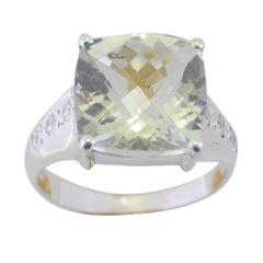 Maria Light Green Halo Gemstone Ring Silver Band Green Amethyst Green