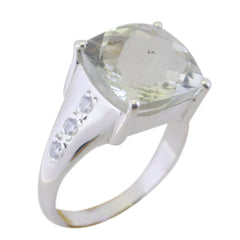 Maria Light Green Halo Gemstone Ring Silver Band