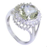 Grace Light Green Halo Ring with Sterling Silver Green Amethyst Green