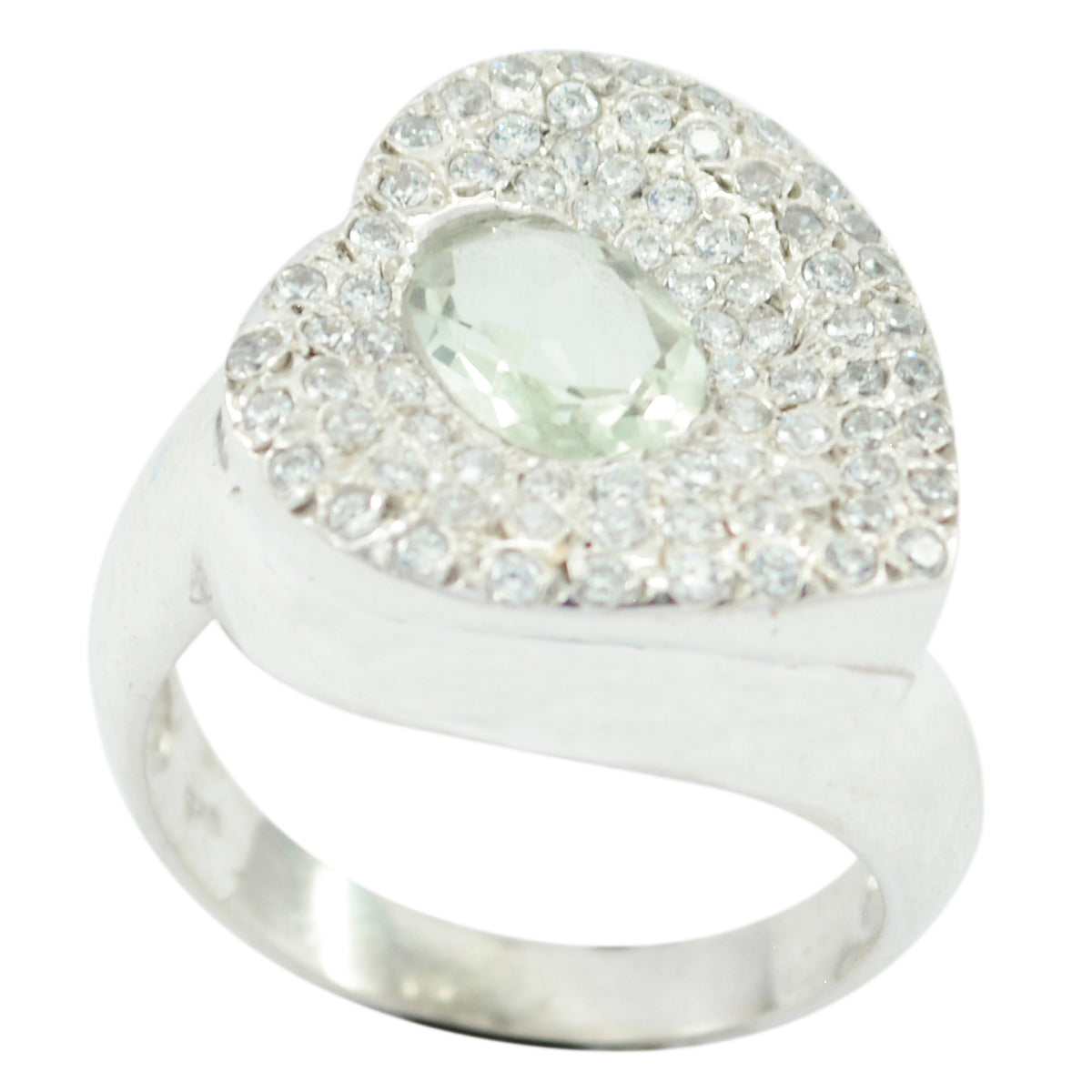 Eliza Light Green Halo Ring with Sparkling Stones Green Amethyst Green
