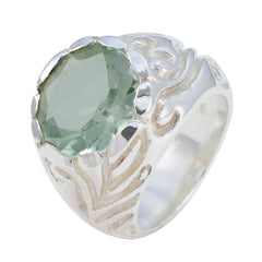 Sarah Light Green Solitaire Ring with Intricate Silver Design