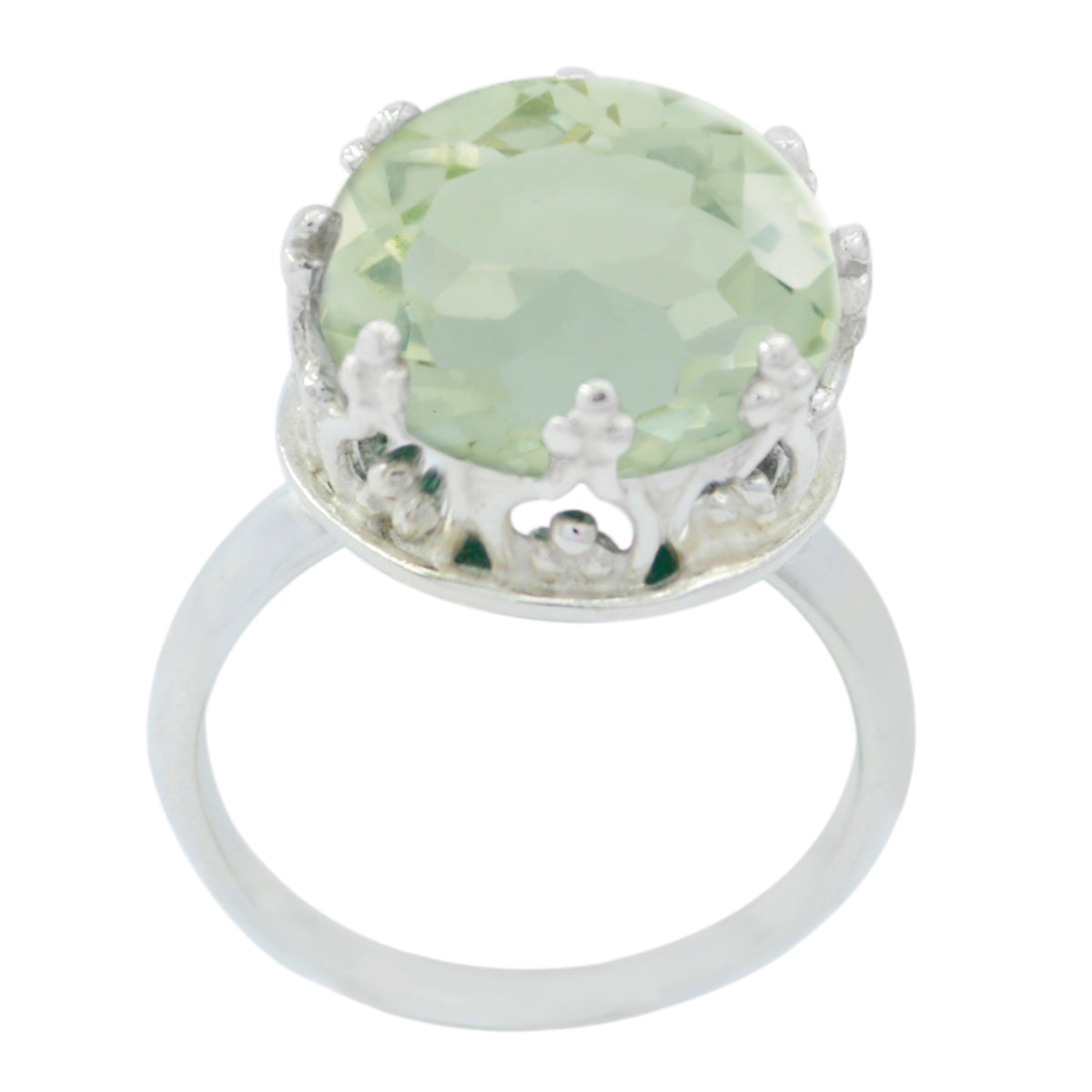Ananya Art Deco Light Green Solitaire Ring Green Amethyst Green