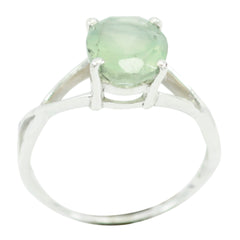 Seo-yeon Light Green Solitaire Ring in Sterling Silver Prehnite Green