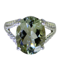 Lakshmi Light Green Solitaire Ring in Sterling Silver
