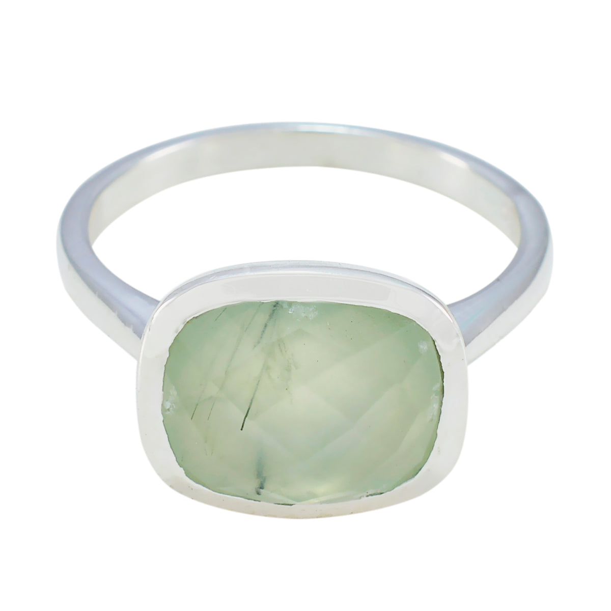 Pauline Luxurious Light Green Solitaire Ring Prehnite Green