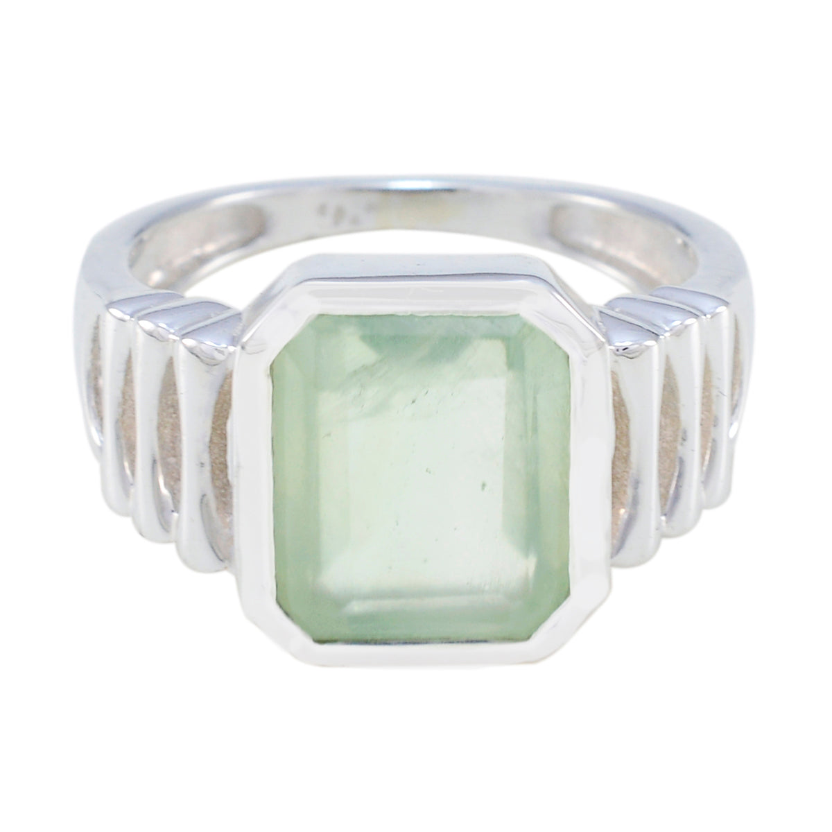 Ava Signet Light Green Solitaire Ring Prehnite Green